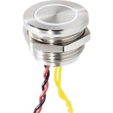 Renkforce RF-4707816 Ringeklokke Belyst, Med Piezo Enkel Rustfrit stål, Hvid 24 V/0,3 A