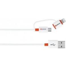 2 Porte USB Adattatori da viaggio Skross 2.700200-E 1m USB A Micro-USB B Lightning Bianco cavo USB