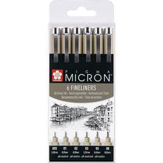 Svarte Fineliners Sakura Pigma Micron Fineliner Set Black 6-pack