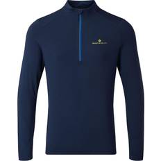 Blå - Løping Undertrøyer Ronhill Tech Thermal 1/2 Zip Top Men - Deep Navy/Citrus