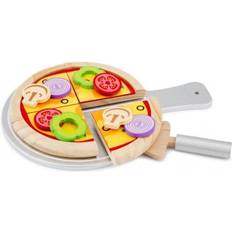 Food Toys New Classic Toys 10597 Wooden Pretend Play Kids Pizza Set Cooking Simulation Educational Color Perception Toy for Preschool Age Toddlers Boys Girls, Multi-Colour Colour, Large