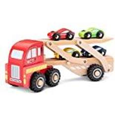 New Classic Toys biltransportör junior trä röd/brun 2-delad