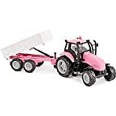 Leikkipakkaukset Kids Globe Die-cast Tractor with Trailer Pink