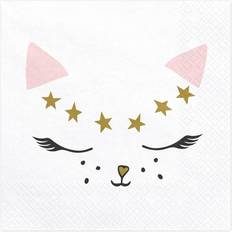 PartyDeco 20 Serviettes Mademoiselle Chat