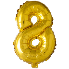 Globos Guld folieballon som tallet 8