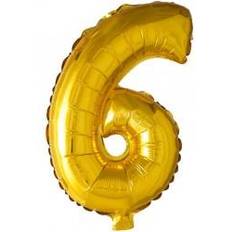 Globos Guld folieballon som tallet 6