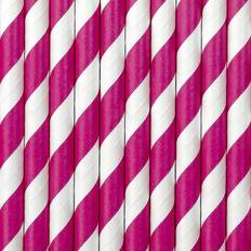 PartyDeco Cannucce Di Carta A Righe Rosa Chiaro Multicolore