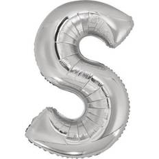 S Bogstavballoner Amscan 9909568 9909568-Silver Letter S SuperShape Foil Balloon-44, Silver