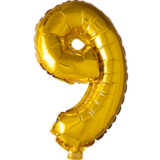 Globos Guld folieballon som tallet 9