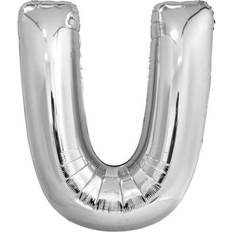 U Kirjainilmapallot Amscan 9909570 9909570-Silver Letter U SuperShape Foil Balloon-44, Silver