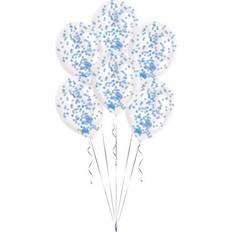 Juhla Lateksipallot Unique Party 73399 16" Clear Latex Balloons Cute Blue Heart Confetti 5ct 5 Pcs