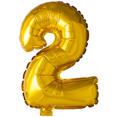 Globos Guld folieballon som tallet 2