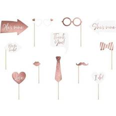 PartyDeco Photo Booth Wedding Set 12 Pezzi Oro Rosa