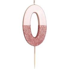 Rose Gold Glitter Number 0 Birthday Candle
