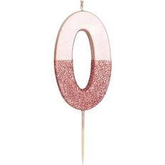 Talking Tables Rose Gold Glitter Number 0 Birthday Candle Kakepynt