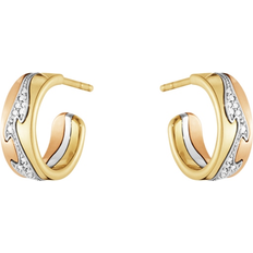 Georg Jensen 18K Tricolor Gold Fusion Diamond Hoop Earrings