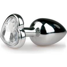 Analplugger Easytoys Anal Collection Silver Heart-Shaped Crystal Buttplug, 7.4 cm 9.5 cm/3.74 Inch, Small, Metal Buttplug, Several Sizes and Colours