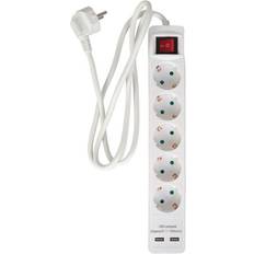 Stik med jord E:zo Nq Power 5-vejs Stik Med Jord, 2xusb-a (3x1,5mm) 1,5m Diverse