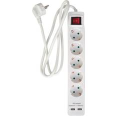 Nq Power 5-vejs Stik Med Jord, 2xusb-a (3x1,5mm) 1,5m Diverse