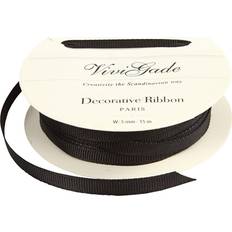 Decoration Ribbon, W: 6 mm, black, 15 m/ 1 roll