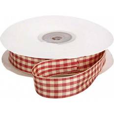 Bänder Creativ Company Checked Ribbon, W: 20 mm, antique red/white, 25 m/ 1 roll