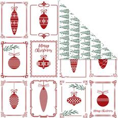 Designpapir, julekugler og juletræer, 30,5x30,5 cm, 180 g, 5 ark/ 1 pk