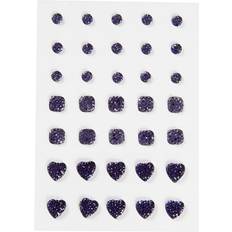 Rhinestones, round, square, heart, size 6 8 10 mm, blue, 35 pc/ 1 pack