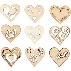 Vita DIY Creativ Company Applikation Trä Love 28 mm Mix 45 st