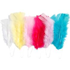 Gule Fjær Creativ Company Feathers, L: 11-17 cm, assorted colours, 18 bundle/ 1 pack