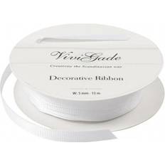 Suministros de Costura Decoration Ribbon, W: 6 mm, white, 15 m/ 1 roll