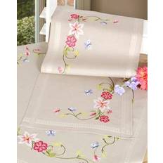 Kit di Ricamo Kit per Ricamo Vervaco Embroidery: Runner: Flowers & Butterflies, 100% Cotton, Multi-Colour, 40 x 2 x 20 cm