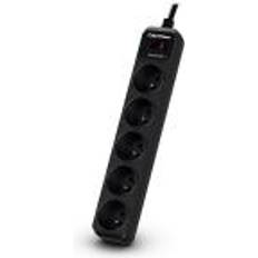 Stikdåse med overspændingsbeskytter CyberPower Systems CyberPower Tracer III B0520SC0-FR, 350 J, 5 AC stikkontakt(er) Type E, 200 250 V, 50 60 Hz, Sort
