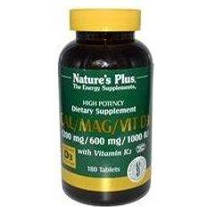 Vitamine & Nahrungsergänzung Nature's Plus Cal/Mag/Vit D3 with Vitamin K2, 600mg/300mg/12.5ug, 180 Tablets