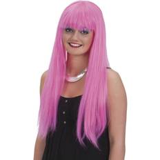 Damer Parykker Hisab Joker Long Pink Wig with Bangs