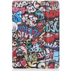 Ipad stativ MTK Apple Ipad 10.2 Tredobbelt Stativ Tablet -etui Graffitimønster Black