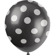 Unique Party Haza Original ballons pointillés noir/blanc 30 cm 6 pièces