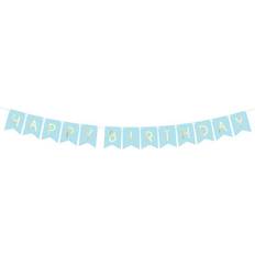 PartyDeco Sininen Lippuviirinauha Happy Birthday