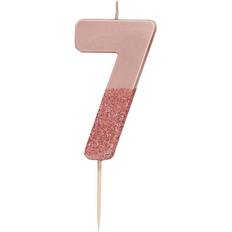 Cake Decorations Talking Tables Rose Gold Glitter Number 7 Candle Cake Decoration