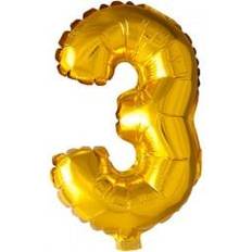 Globos Guld folieballon som tallet 3