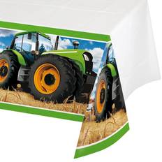 Table Cloths Creative Converting Tractor Time Plastic Table Cover-1 Pc, Multicolor, 54 x 102