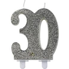 Hisab Joker Fødselsdaglys 30 År Kagelys Figur Sølv Glitter Silver