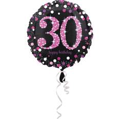 Amscan Palloncino Alluminio Happy Birthday 30 Anni Nero E Fucsia