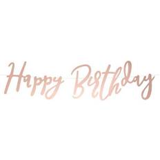 Roségoud Slingers en Confetti PartyDeco Letterslinger Happy Birthday Rose Goud 16x62cm