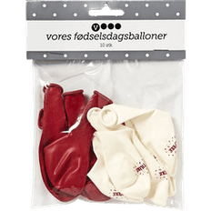 Vores Balloner tillykke rød og hvid