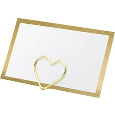 PartyDeco 10 marque-places blanc bord doré 9.5x5.5cm WS5-019ME-KARTON Jaune