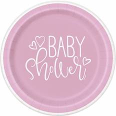 Baby Shower Plates, Cups & Cutlery Unique Party Disposable Plates Heart Baby Shower 8-pack