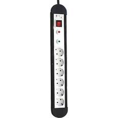 Silver Electronics Stikdåse 6 udtag med kontakt Silver Electronics 3680W Sort