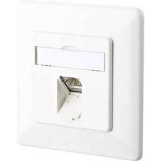 Ethernet, Data & Phone Outlets på tilbud Metz Connect 130C371002-I Netværksstikdåse Planforsænket Indsats med centralplade og ramme CAT 6A 1 porte Klar hvid