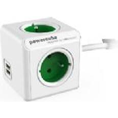 allocacoc PowerCube extended usb Strømfordelingsenhed AC 250 V output-stikforbindelser: 4 (USB, Type E) 1.5 m kelly-grøn