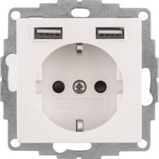 Berker Strömbrytare & Eluttag Berker S.1 1-vägsuttag 2xUSB-ladduttag Vit